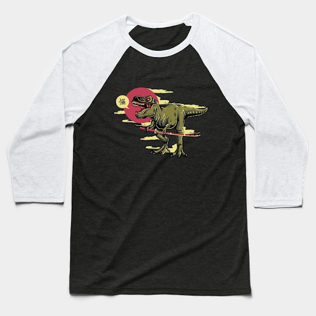 Badass T-Rex Katana Baseball T-Shirt by BanzaiRookies